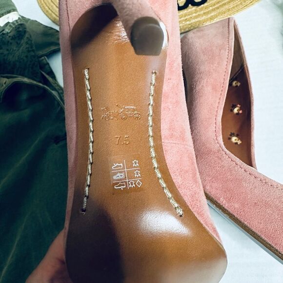 New without box Coach Pink Suede Leather Prairie Lined Heels - Picture 4 of 11